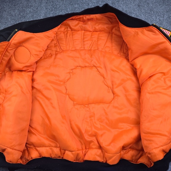 Vintage USMC Marines Bulldogs Jacket MA-1 Bomber  XXL- Quilted Nylon Black - Picture 7 of 11